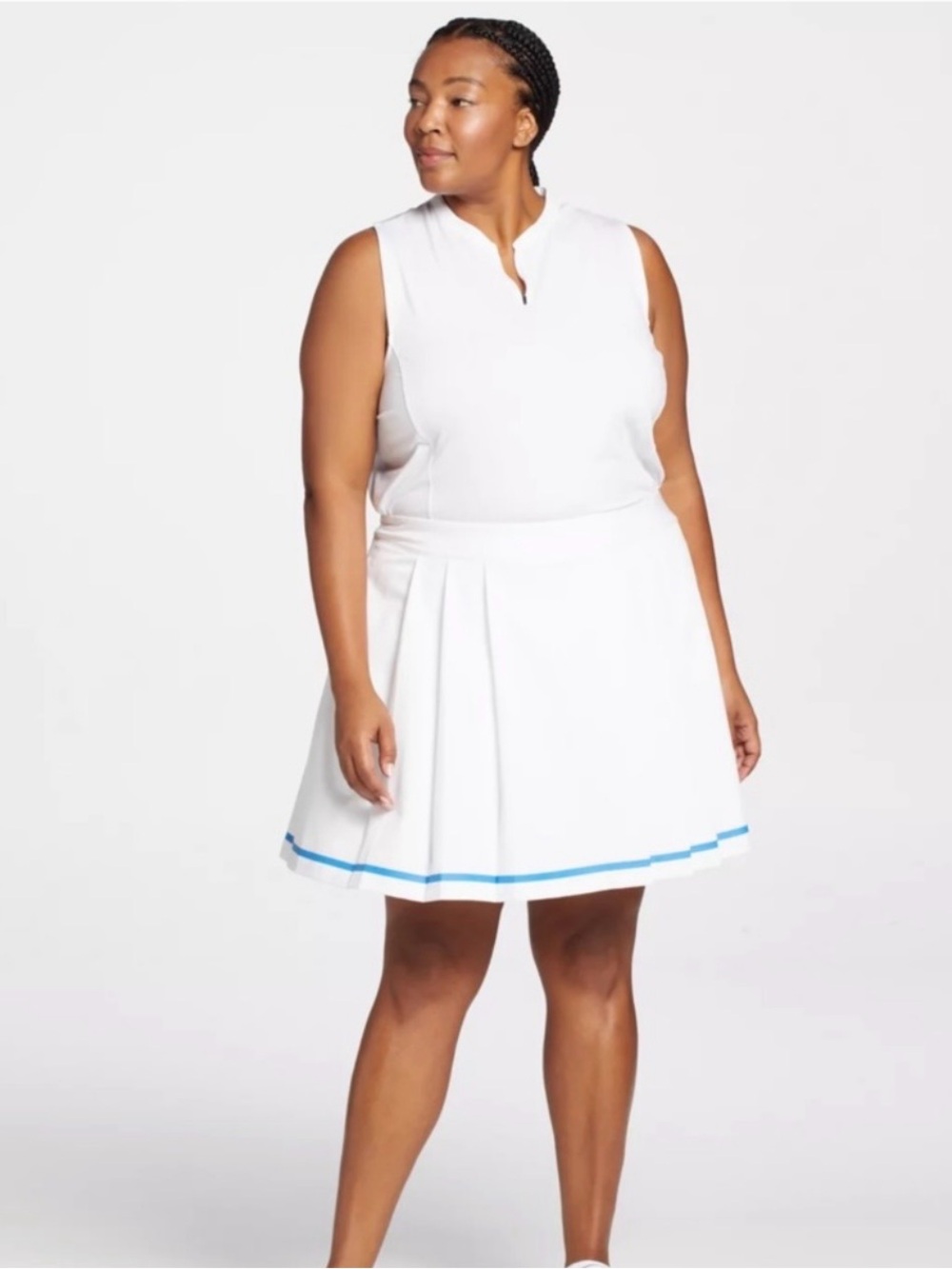 NWT lady Hagen White Pleated Tennis Skirt with Blue Trim xl
